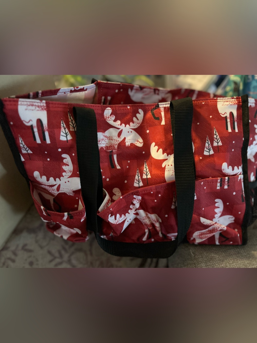 thirty-one  Tote Bag with White Moose Print